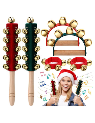 Campanas de Mano de Navidad Boao 6 Pcs con Mango de Madera