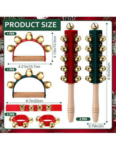 Campanas de Mano de Navidad Boao 6 Pcs con Mango de Madera