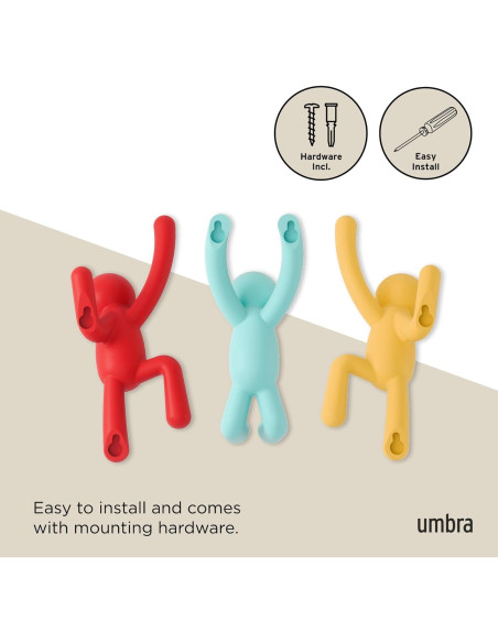 Ganchos de Pared Umbra Buddy Set de 3 Multicolores 2.3 kg