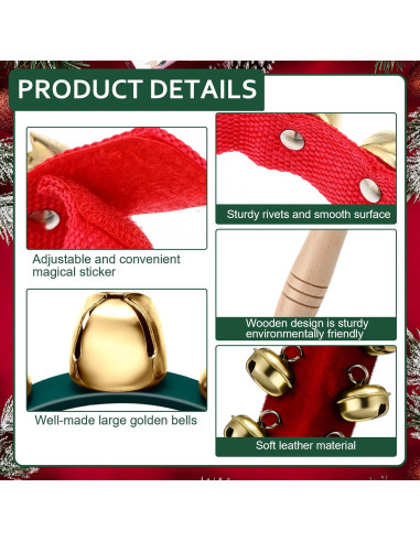 Campanas de Mano de Navidad Boao 6 Pcs con Mango de Madera