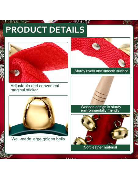 Campanas de Mano de Navidad Boao 6 Pcs con Mango de Madera