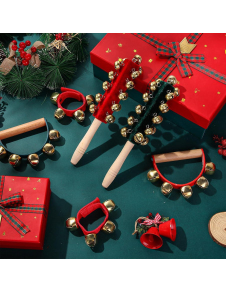 Campanas de Mano de Navidad Boao 6 Pcs con Mango de Madera