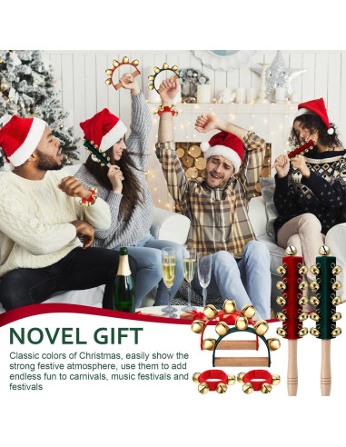 Campanas de Mano de Navidad Boao 6 Pcs con Mango de Madera