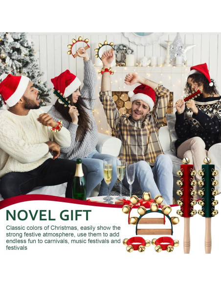 Campanas de Mano de Navidad Boao 6 Pcs con Mango de Madera