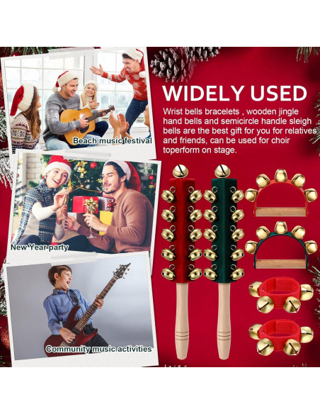Campanas de Mano de Navidad Boao 6 Pcs con Mango de Madera