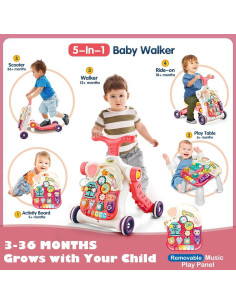 Andador 5 en 1 TERRAMUS Rosa para Bebés 6-18 Meses 2