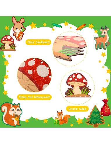 10 Tarjetas de Enhebrado Animales del Bosque Pajean 15x15cm