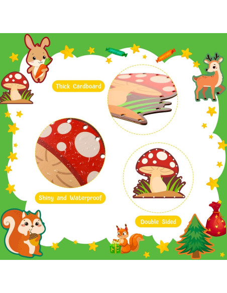 10 Tarjetas de Enhebrado Animales del Bosque Pajean 15x15cm