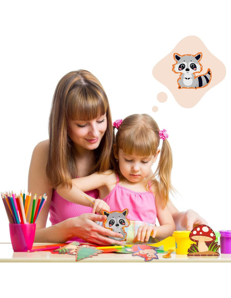 10 Tarjetas de Enhebrado Animales del Bosque Pajean 15x15cm