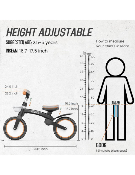 Bicicleta de Equilibrio SEREED B208 Plegable 12" Negro