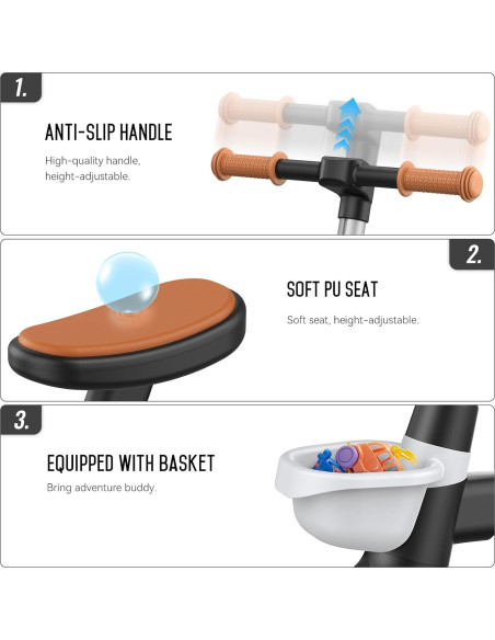 Bicicleta de Equilibrio SEREED B208 Plegable 12" Negro