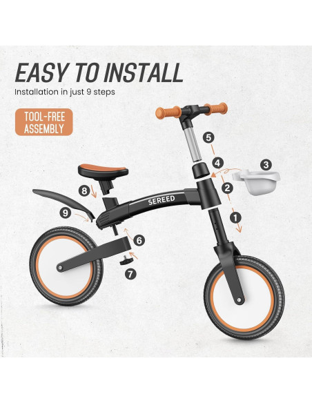 Bicicleta de Equilibrio SEREED B208 Plegable 12" Negro