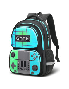 Mochila Escolar TFAUR Gamer 43.9 cm Verde y Azul Verdoso