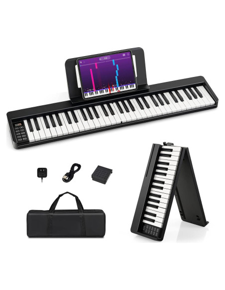 Teclado de Piano Plegable Costzon 61 Teclas Negro Portátil