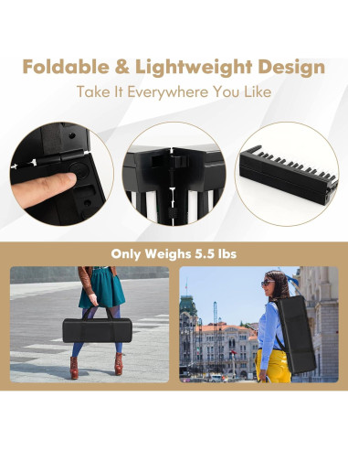 Teclado de Piano Plegable Costzon 61 Teclas Negro Portátil