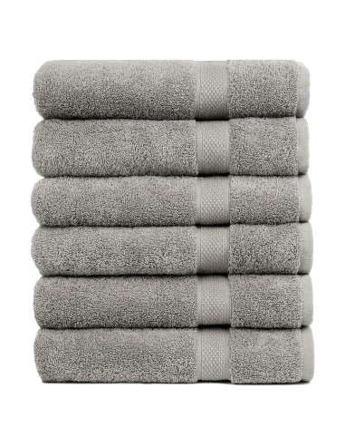 Juego de 6 Toallas de Baño Pleasant Home 100% Algodón Gris