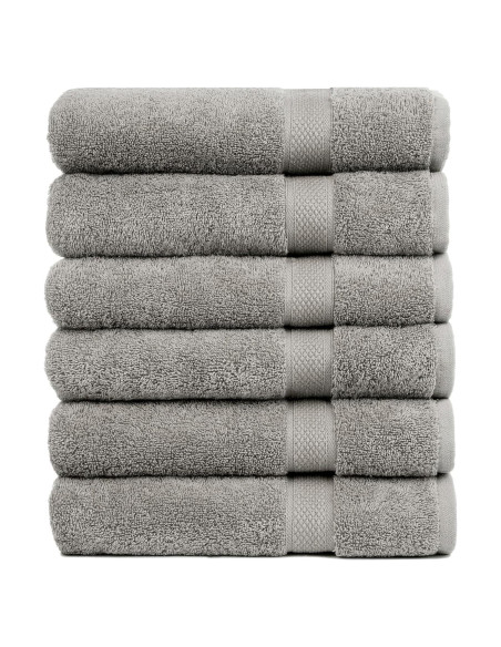 Juego de 6 Toallas de Baño Pleasant Home 100% Algodón Gris