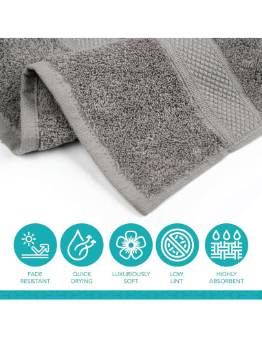 Juego de 6 Toallas de Baño Pleasant Home 100% Algodón Gris