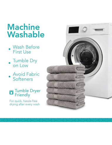 Juego de 6 Toallas de Baño Pleasant Home 100% Algodón Gris