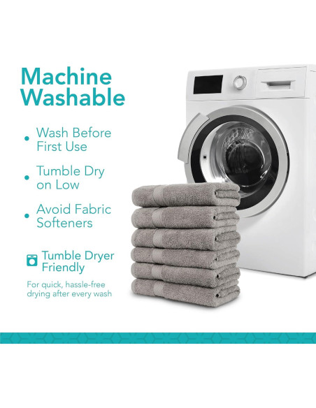 Juego de 6 Toallas de Baño Pleasant Home 100% Algodón Gris
