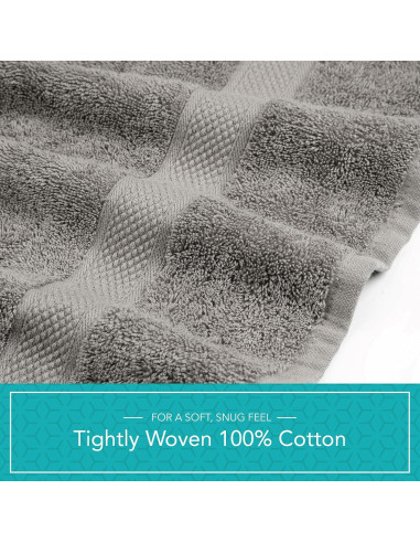 Juego de 6 Toallas de Baño Pleasant Home 100% Algodón Gris