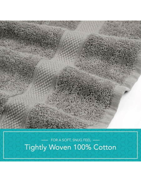 Juego de 6 Toallas de Baño Pleasant Home 100% Algodón Gris