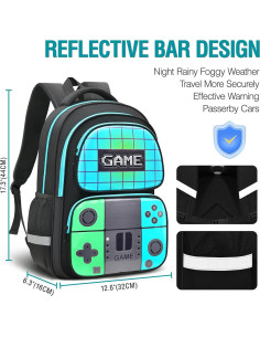 Mochila Escolar TFAUR Gamer 43.9 cm Verde y Azul Verdoso 2