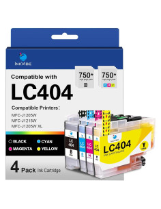 Cartuchos de tinta LC404 InkVibe para impresoras Brother - 4 Pack