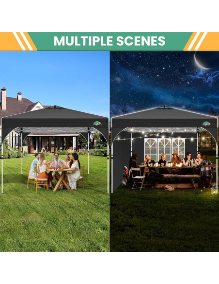 Carpa Plegable COBIZI 10x10 Negra con 3 Paredes Laterales