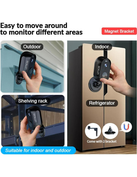 Cámara de Seguridad Inalámbrica LETSCEE 2K con Audio y Visión Nocturna