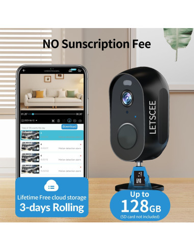 Cámara de Seguridad Inalámbrica LETSCEE 2K con Audio y Visión Nocturna