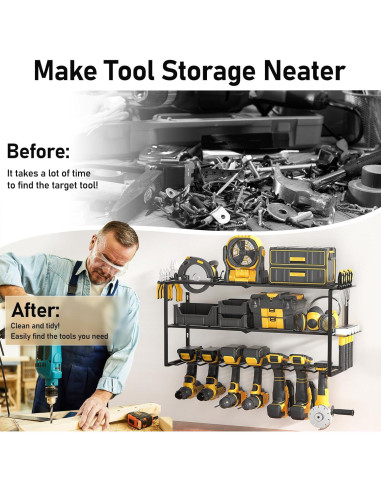 Organizador de Herramientas Longtor para Pared 3 Niveles 15kg