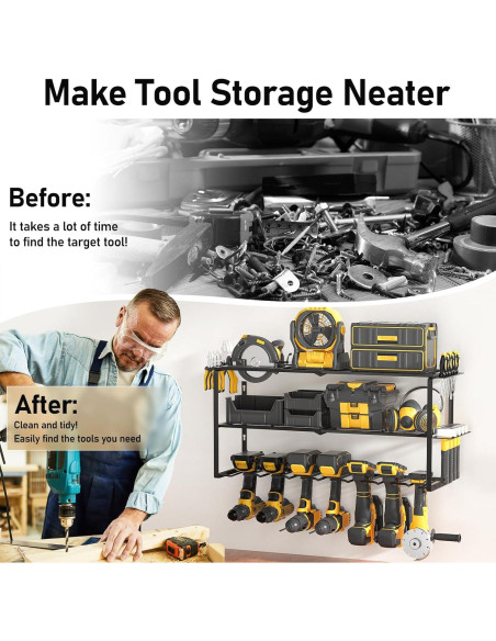 Organizador de Herramientas Longtor para Pared 3 Niveles 15kg