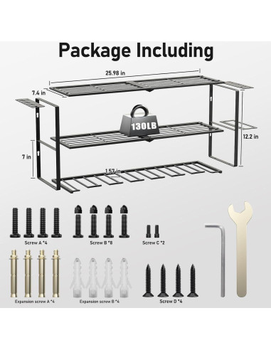 Organizador de Herramientas Longtor para Pared 3 Niveles 15kg