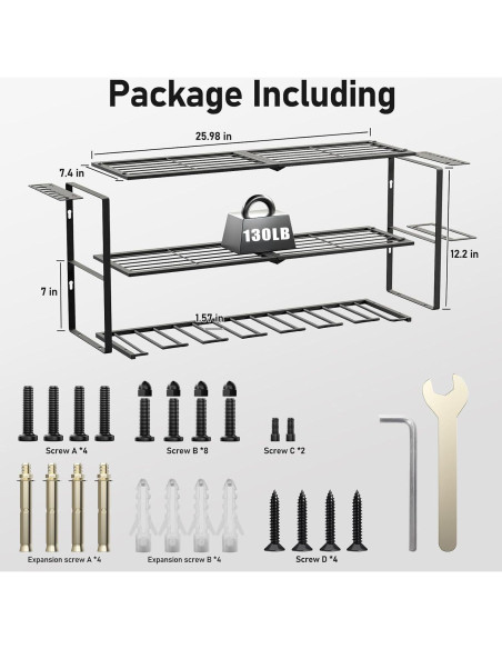 Organizador de Herramientas Longtor para Pared 3 Niveles 15kg