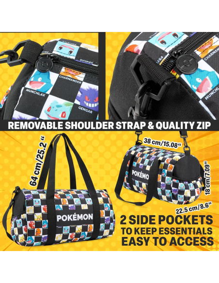 Bolsa de gimnasio Pokemon para niños 38x22x18 cm