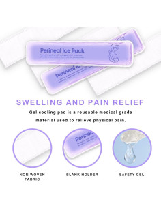 Paquetes de Hielo Perineales Reutilizables Couleurs - 2 Almohadillas + 5 Mangas 2