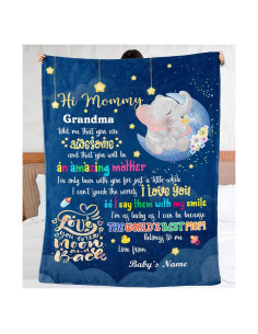 Manta Personalizada para Nueva Mamá Bebé Elefante Sherpa