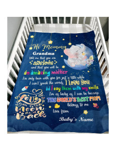 Manta Personalizada para Nueva Mamá Bebé Elefante Sherpa 2