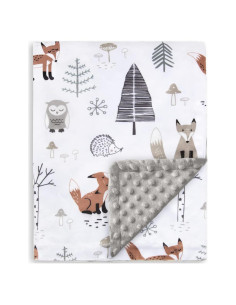 Manta para Bebés HOMRITAR Suave Minky Zorros 75 x 100 cm