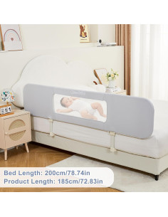 Barandilla de Cama Ciilee para Niños 185 cm Ajustable Gris 2