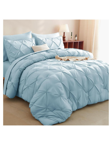 Conjunto de Edredón CozyLux Reina 7 Piezas Azul Claro Conjunto de Edredón CozyLux Reina 7 Piezas Azul Claro