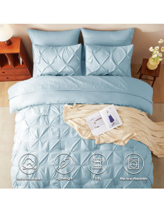 Conjunto de Edredón CozyLux Reina 7 Piezas Azul Claro 2