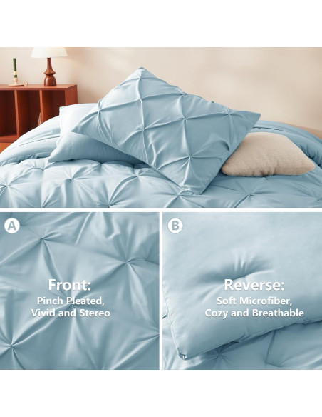 Conjunto de Edredón CozyLux Reina 7 Piezas Azul Claro Conjunto de Edredón CozyLux Reina 7 Piezas Azul Claro