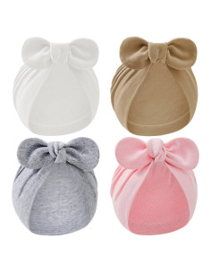 Sombrero de Bebé Zando 4PCS Algodón con Lazo 0-2 años