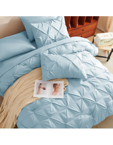 Conjunto de Edredón CozyLux Reina 7 Piezas Azul Claro