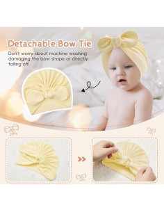 Sombrero de Bebé Zando 4PCS Algodón con Lazo 0-2 años 2