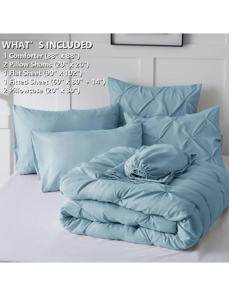Conjunto de Edredón CozyLux Reina 7 Piezas Azul Claro Conjunto de Edredón CozyLux Reina 7 Piezas Azul Claro