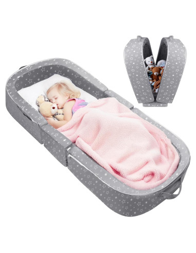 Cama de viaje plegable REAWUL para niños, 58.4x22.9cm, Gris