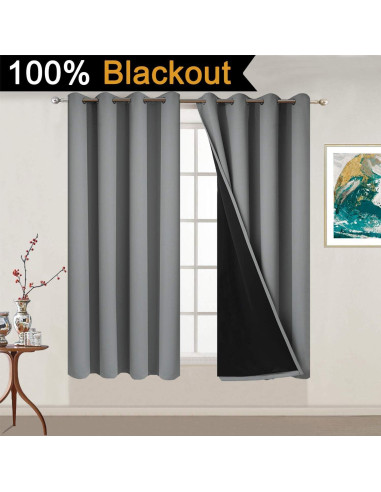 Cortinas Térmicas Aisladas Yakamok 132.08x137.16 cm Opacas Gris